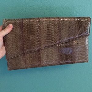 Vintage Snakeskin Print Clutch Purse Jasmin